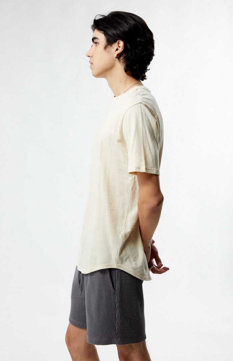 T-shirt PacSun PS Basics Cream Basic Scallop Hombre Creme | TFLJN9376