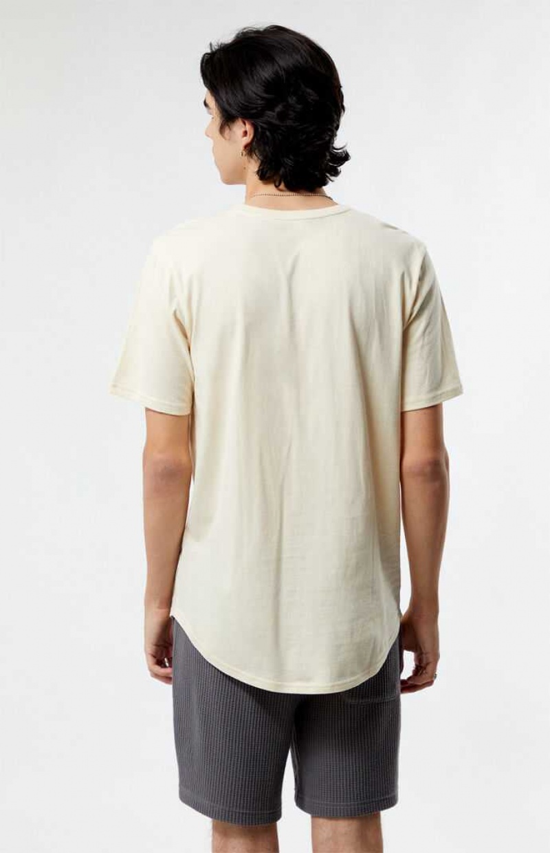 T-shirt PacSun PS Basics Cream Basic Scallop Hombre Creme | TFLJN9376