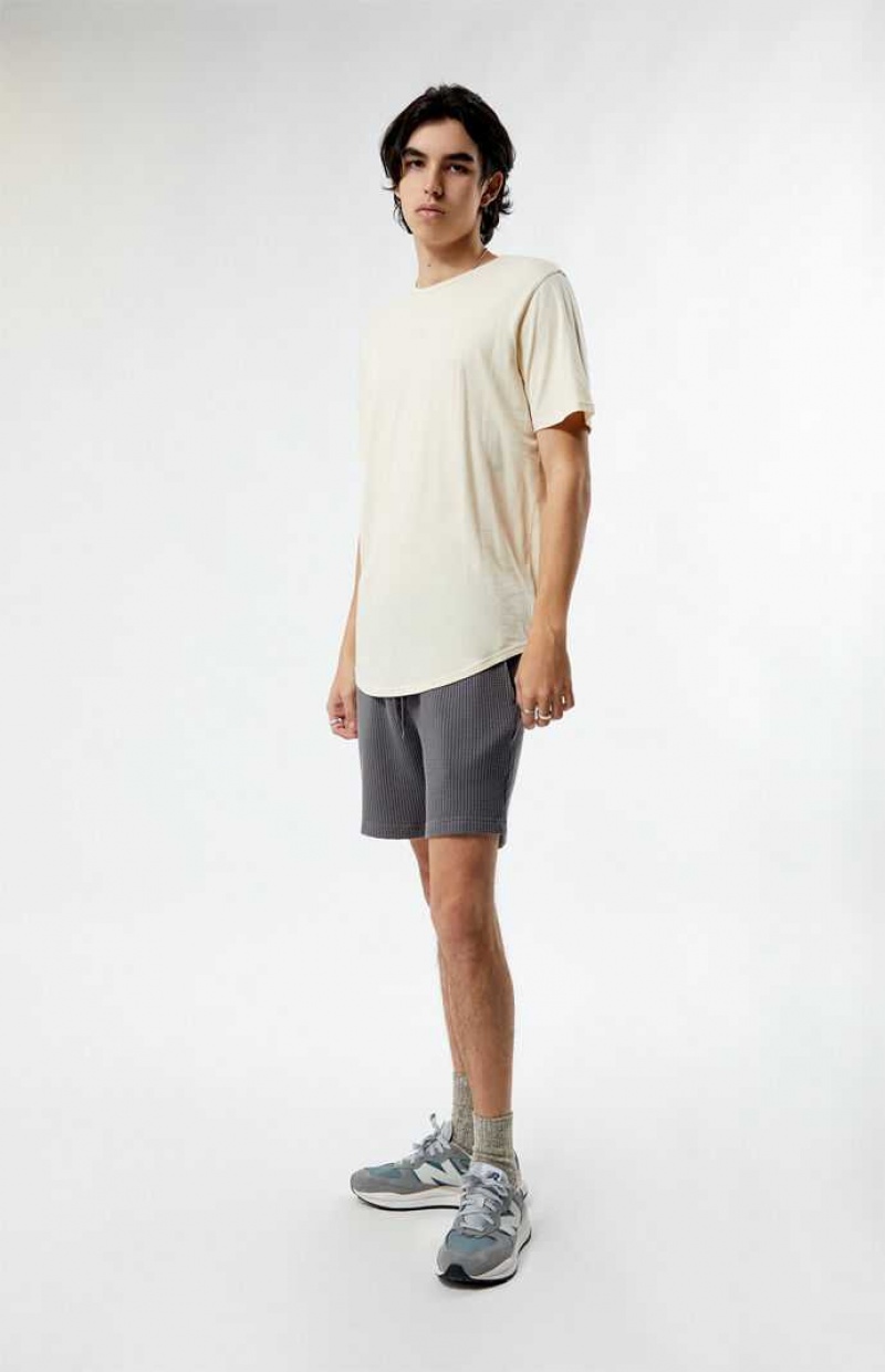 T-shirt PacSun PS Basics Cream Basic Scallop Hombre Creme | TFLJN9376