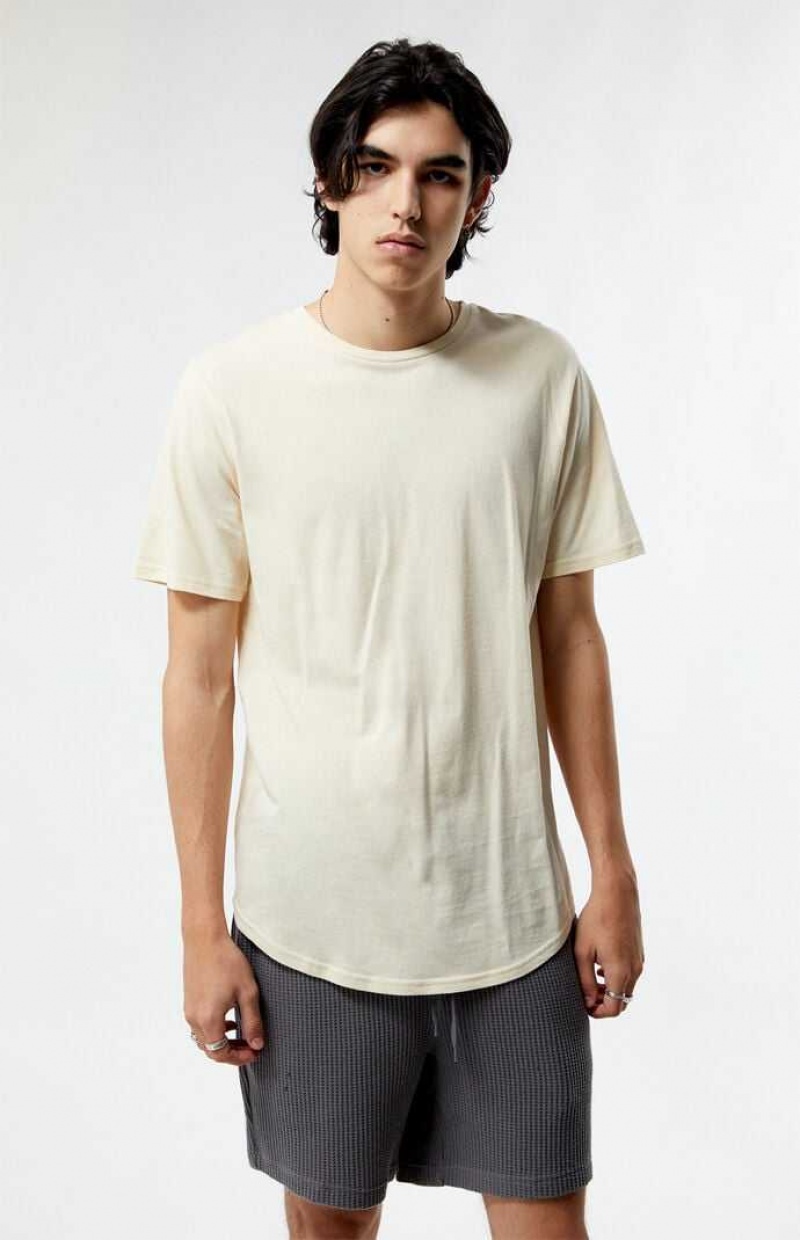 T-shirt PacSun PS Basics Cream Basic Scallop Hombre Creme | TFLJN9376