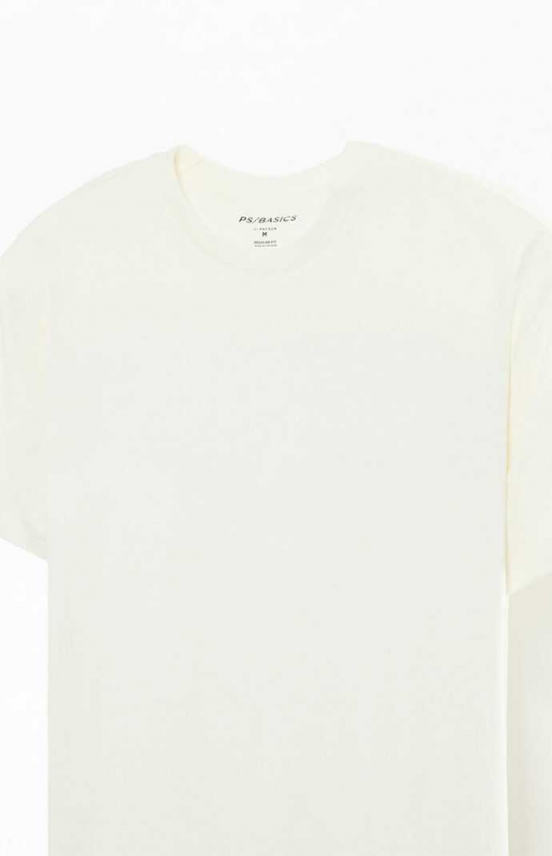 T-shirt PacSun PS Basics Cream Reece Regular Hombre Creme | VXNJT1542