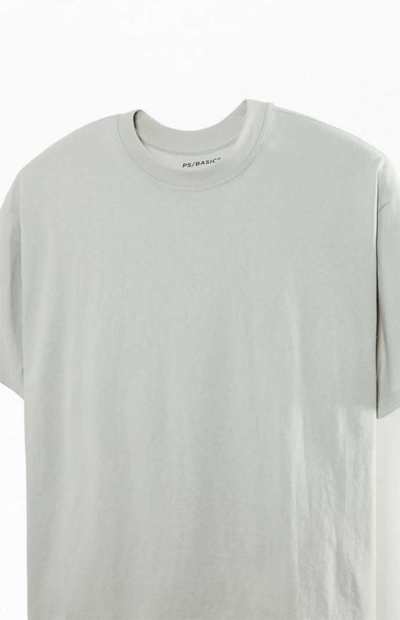 T-shirt PacSun PS Basics Gray Basic Oversized Hombre Gris | ZYIBJ7491