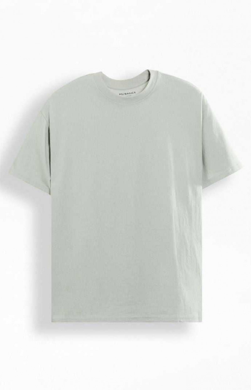 T-shirt PacSun PS Basics Gray Basic Oversized Hombre Gris | ZYIBJ7491