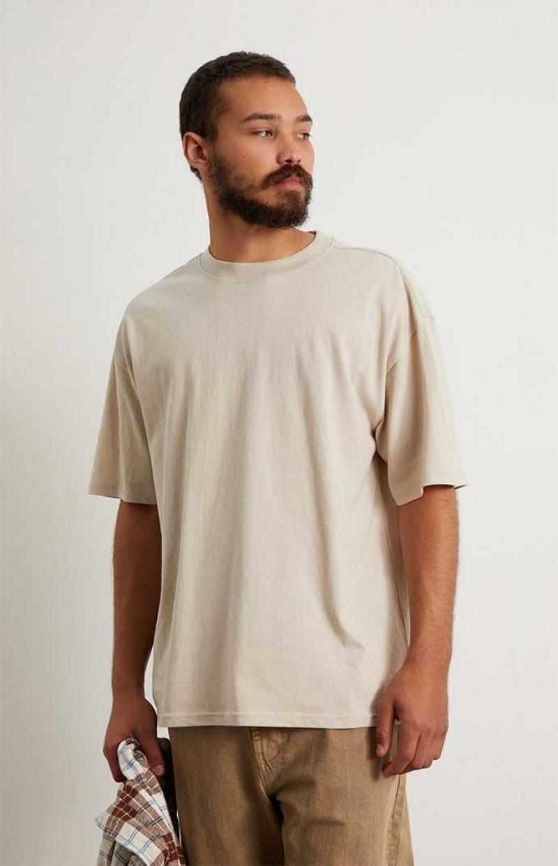 T-shirt PacSun PS Basics Solid Boxy Hombre Plateadas | UPIZT2796