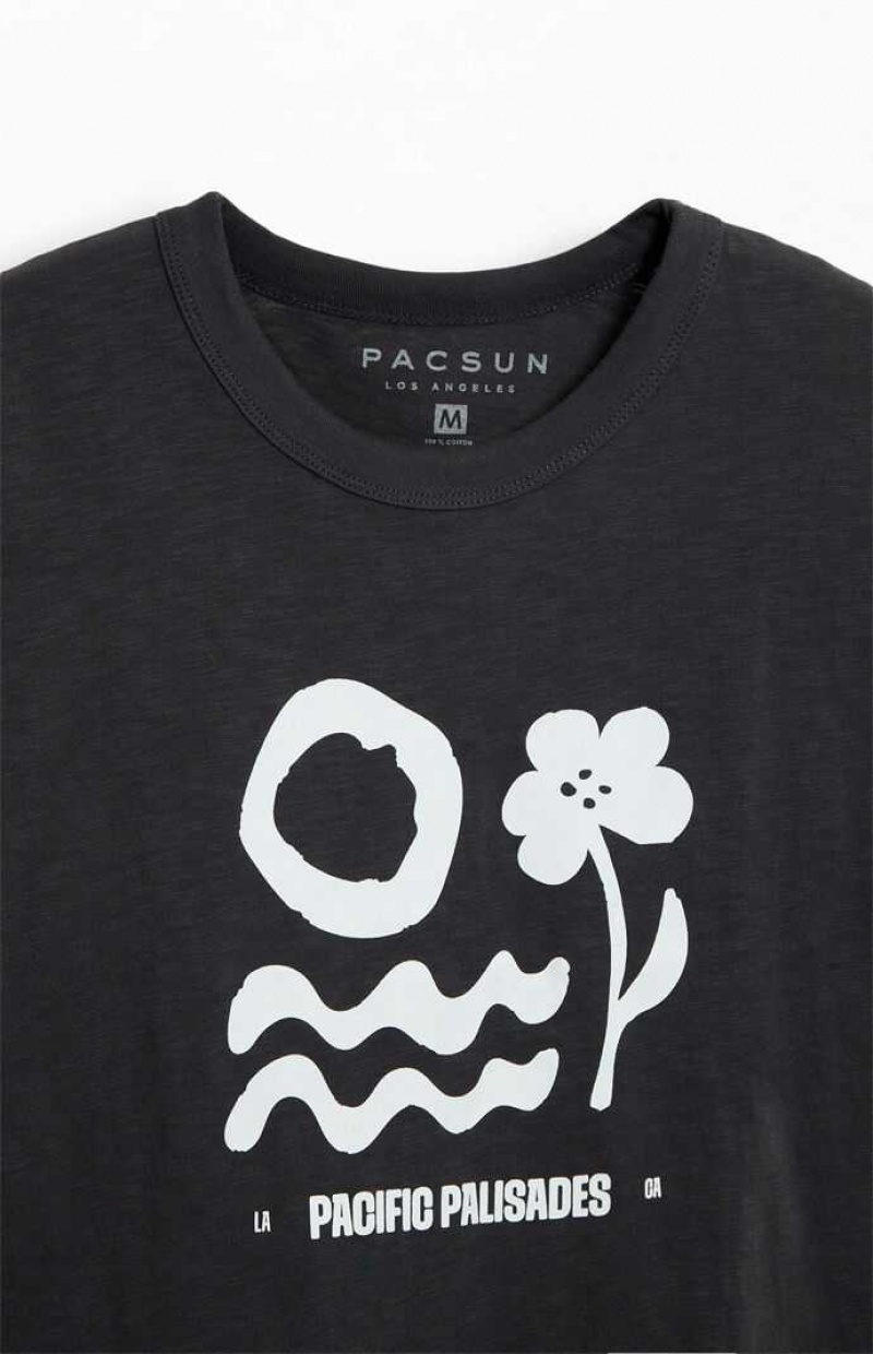 T-shirt PacSun Pacific Palisades Slub Hombre Negras | VHONT2456