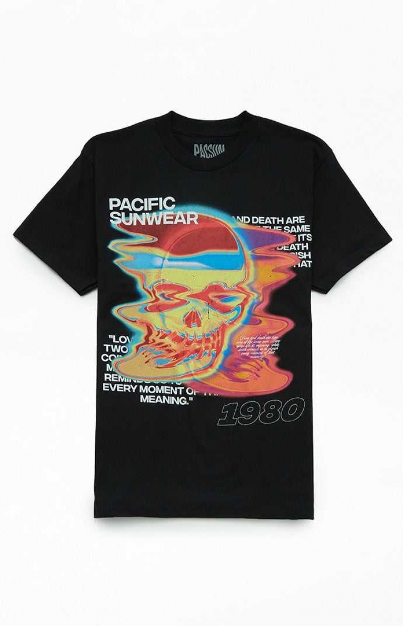 T-shirt PacSun Pacific Sunwear 1980 Skull Hombre Negras | GJIZP5013