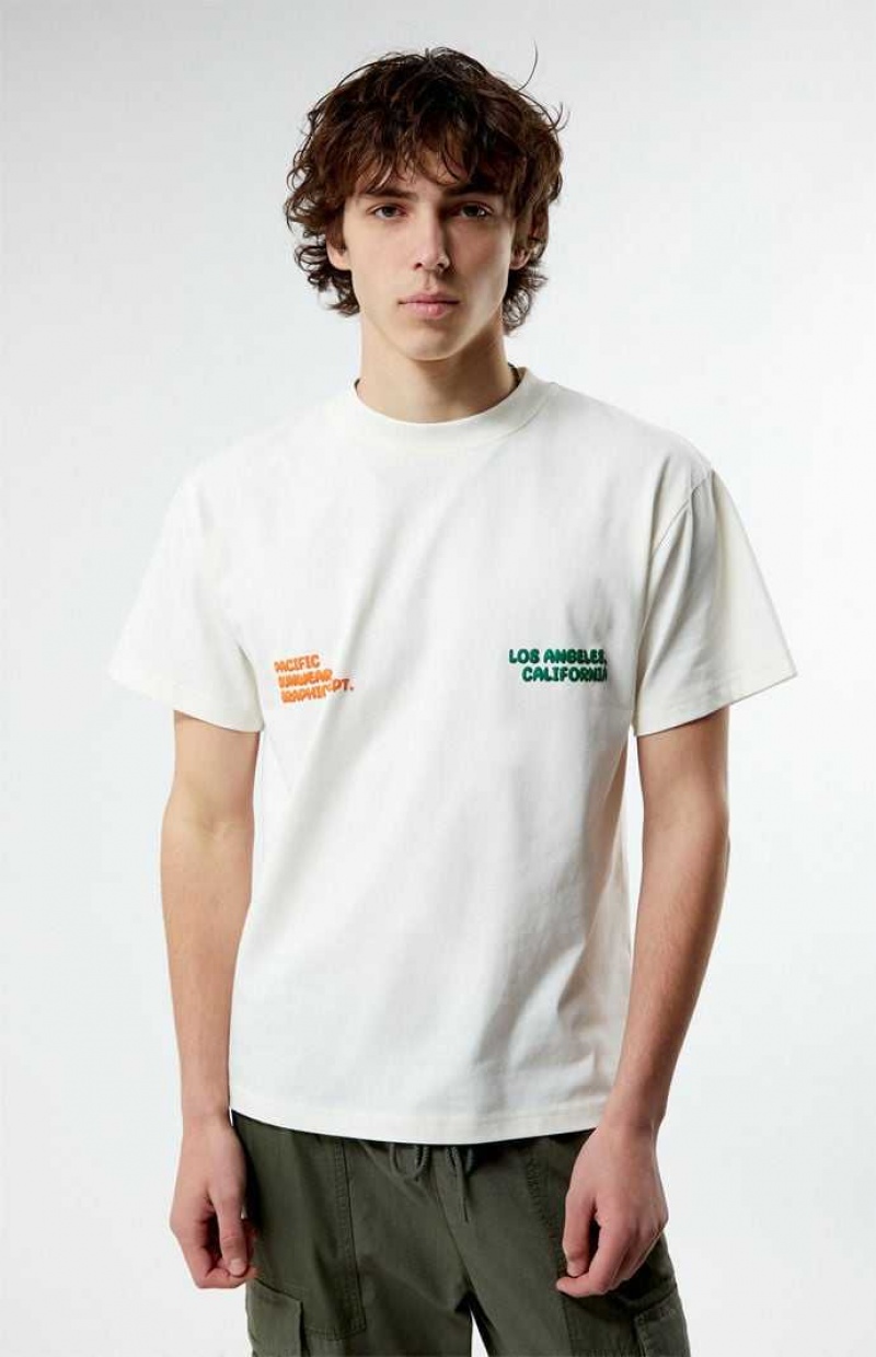 T-shirt PacSun Pacific Sunwear Estampadas Dept. Hombre Blancas | BCESQ3507