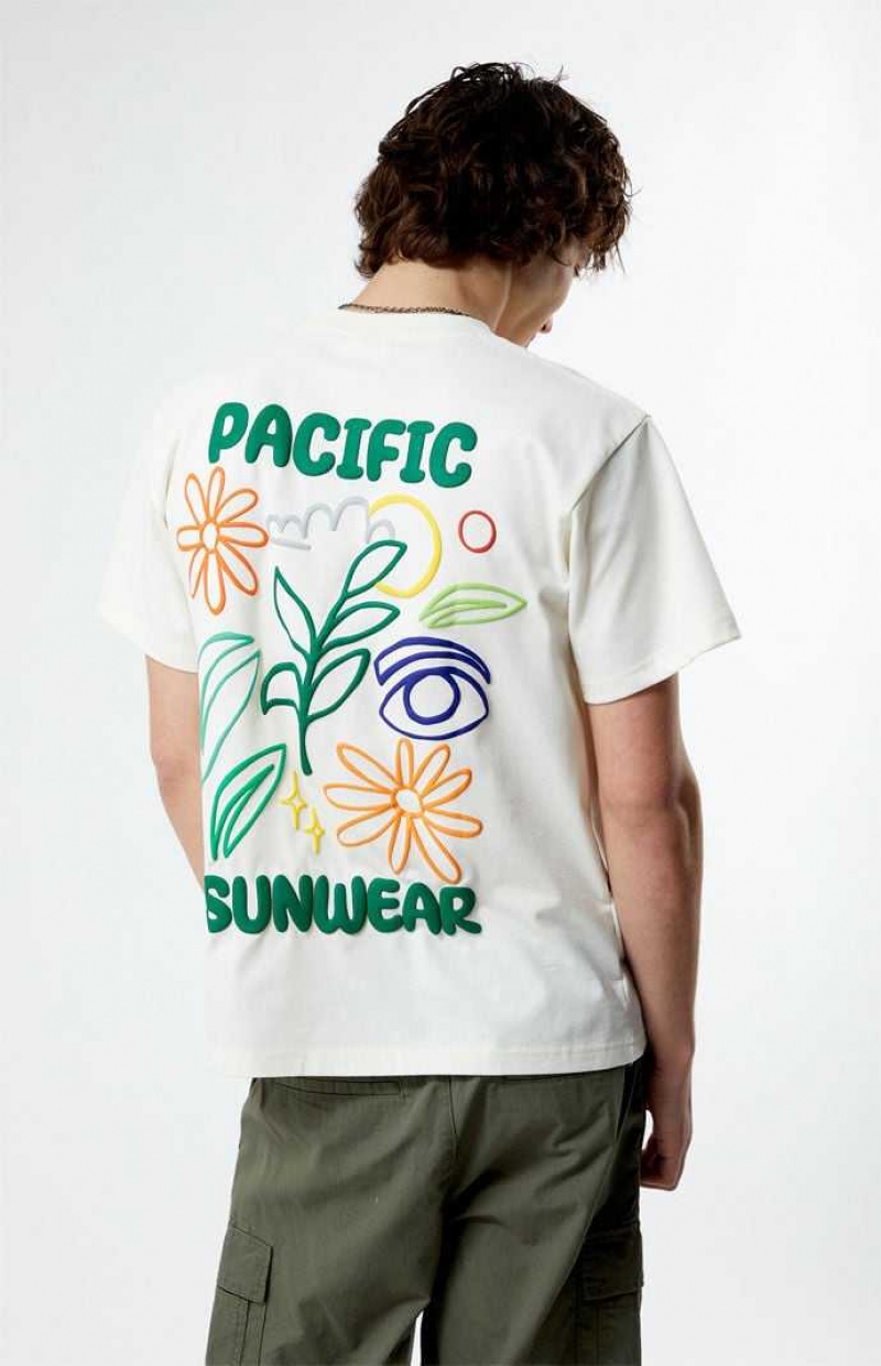 T-shirt PacSun Pacific Sunwear Estampadas Dept. Hombre Blancas | BCESQ3507