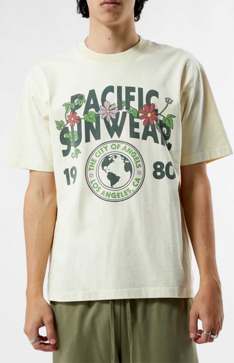 T-shirt PacSun Pacific Sunwear Floral Crest Hombre Marrones | BICYU7235