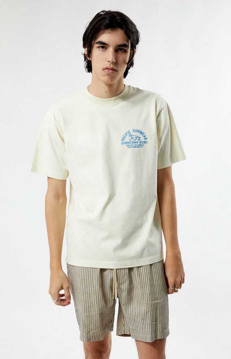 T-shirt PacSun Pacific Sunwear Rodeo Hombre Creme | OZUMG4378