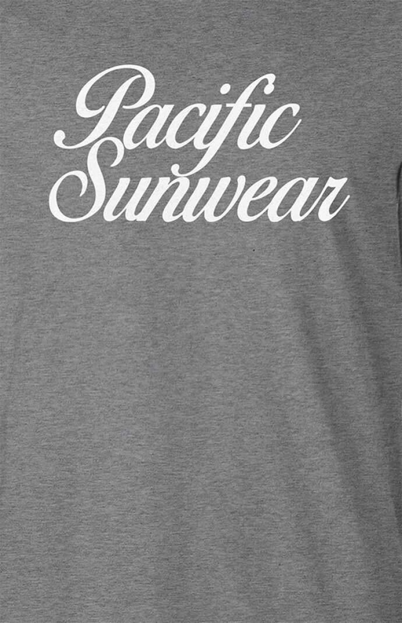 T-shirt PacSun Pacific Sunwear Script Long Sleeve Hombre Gris | FVWXC6409