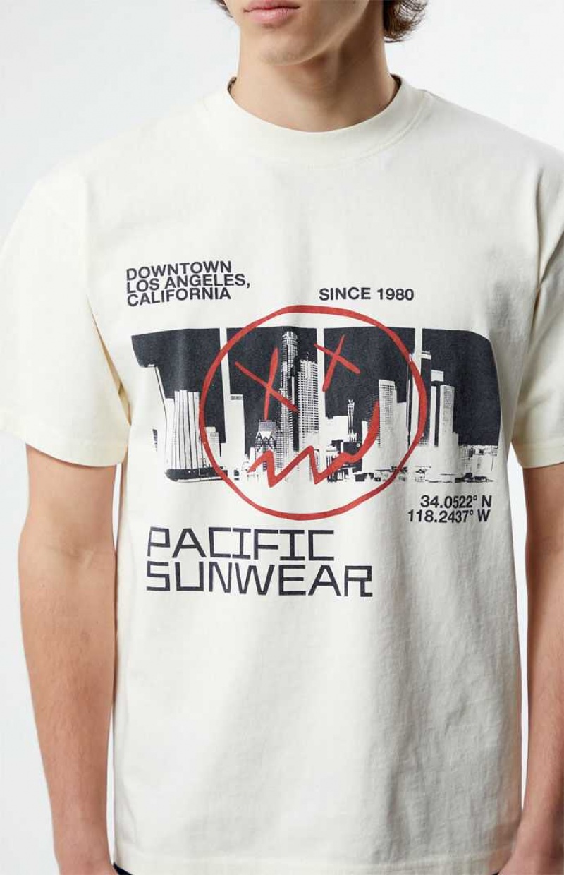 T-shirt PacSun Pacific Sunwear Smile City Hombre Blancas | KHJTB9403