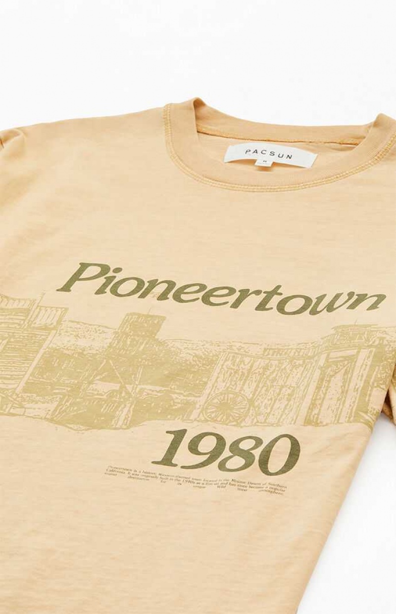 T-shirt PacSun Pioneertown 1980 Hombre Kaki | HQFJC9283