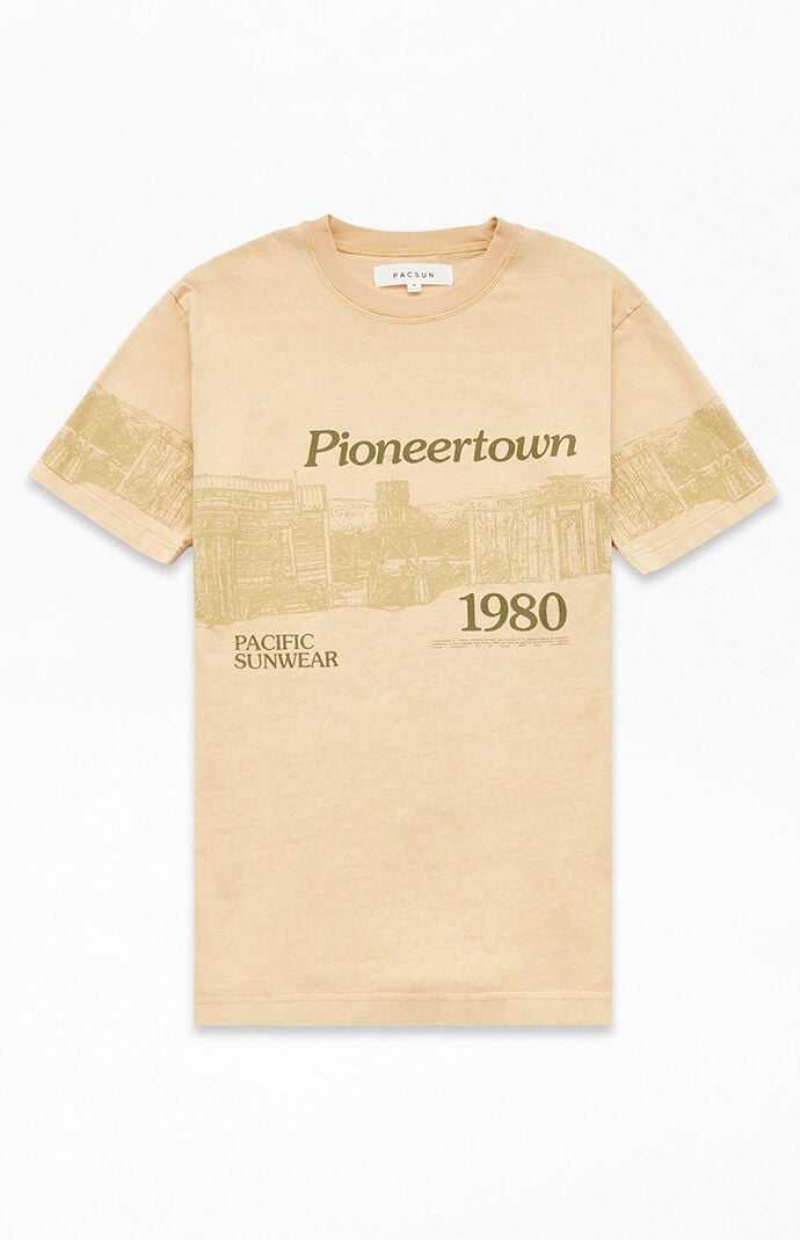 T-shirt PacSun Pioneertown 1980 Hombre Kaki | HQFJC9283