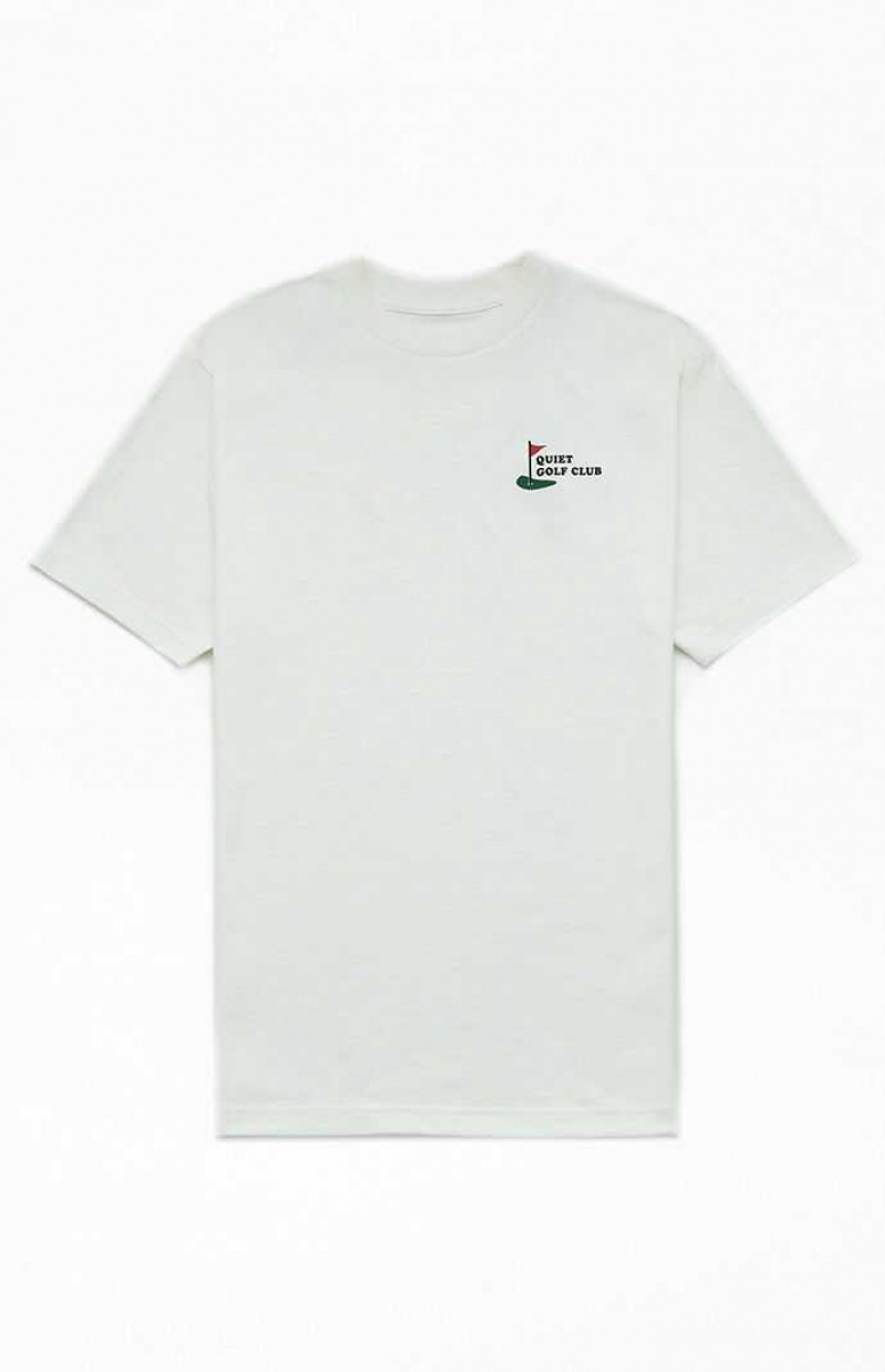 T-shirt PacSun QUIET GOLF Premier Greens Hombre Blancas | QXGLI7081