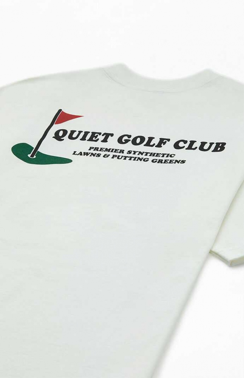 T-shirt PacSun QUIET GOLF Premier Greens Hombre Blancas | QXGLI7081