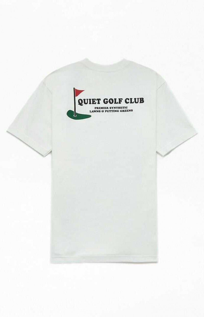 T-shirt PacSun QUIET GOLF Premier Greens Hombre Blancas | QXGLI7081