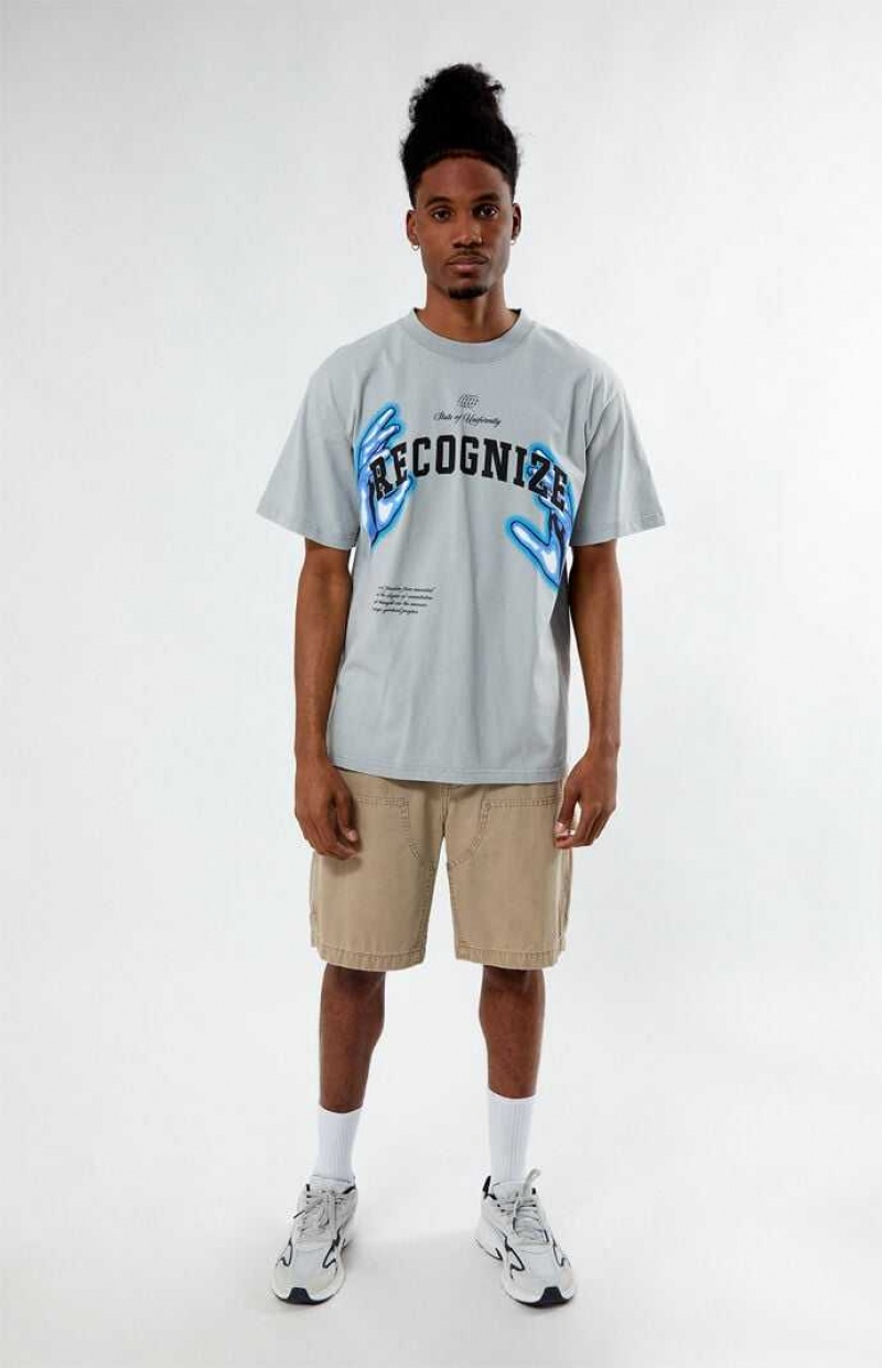 T-shirt PacSun Recognize Oversized Hombre Gris | HAKQZ9247