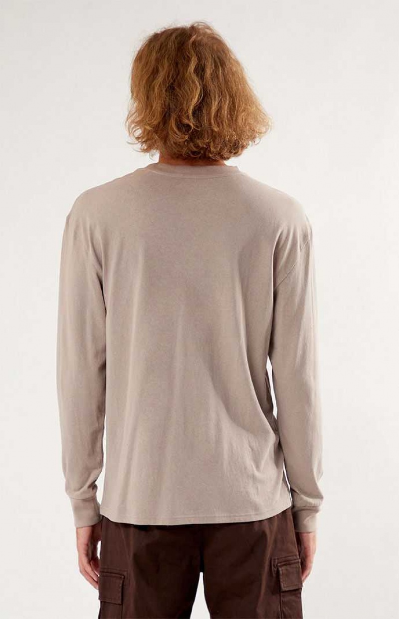 T-shirt PacSun Reece Basic Long Sleeve Hombre Gris | KDCGL7263