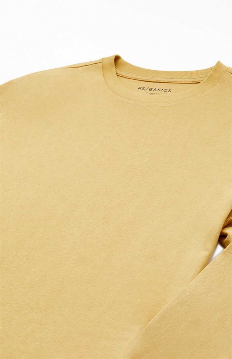 T-shirt PacSun Reece Basic Long Sleeve Hombre Marrones | XSJQI0459