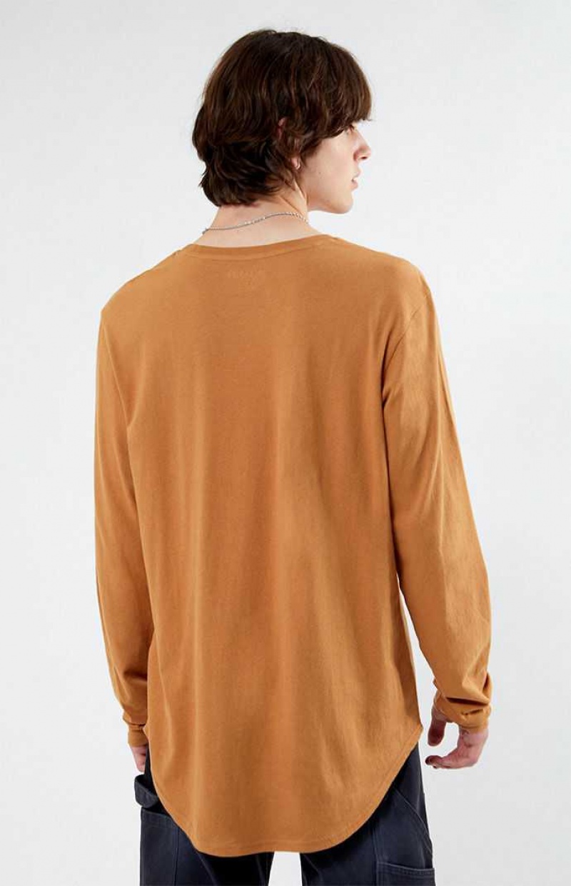 T-shirt PacSun Scallop Long Sleeve Hombre Marrones | ZEQJM0359