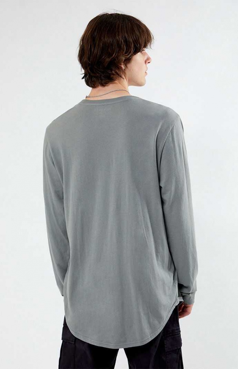 T-shirt PacSun Scallop Long Sleeve Hombre Azules Gris | USHQZ9153