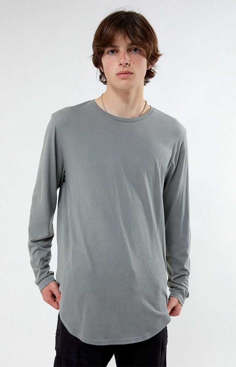 T-shirt PacSun Scallop Long Sleeve Hombre Azules Gris | USHQZ9153