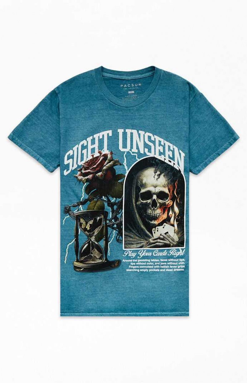 T-shirt PacSun Sight Unseen Hombre Azules | SXDGN2894