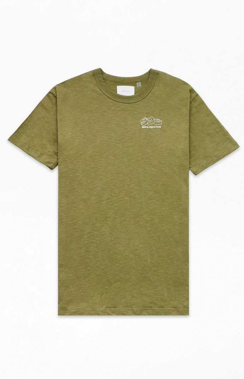 T-shirt PacSun Sinful Disco Slub Hombre Verde Oliva | XKHAV3416