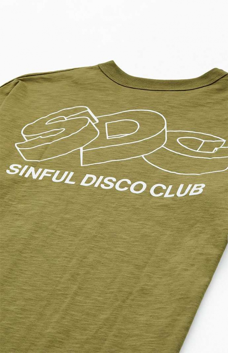 T-shirt PacSun Sinful Disco Slub Hombre Verde Oliva | XKHAV3416