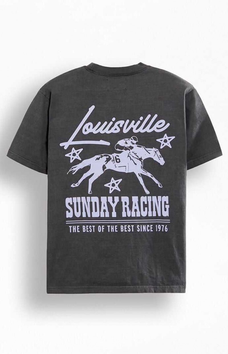 T-shirt PacSun Sunday Race Oversized Hombre Negras | SKBIF3215