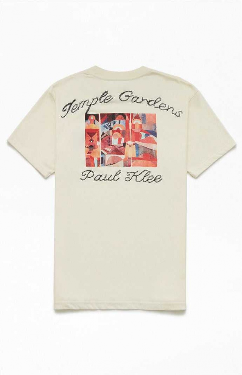 T-shirt PacSun Temple Gardens Stitch Hombre Creme | IGAJX2315