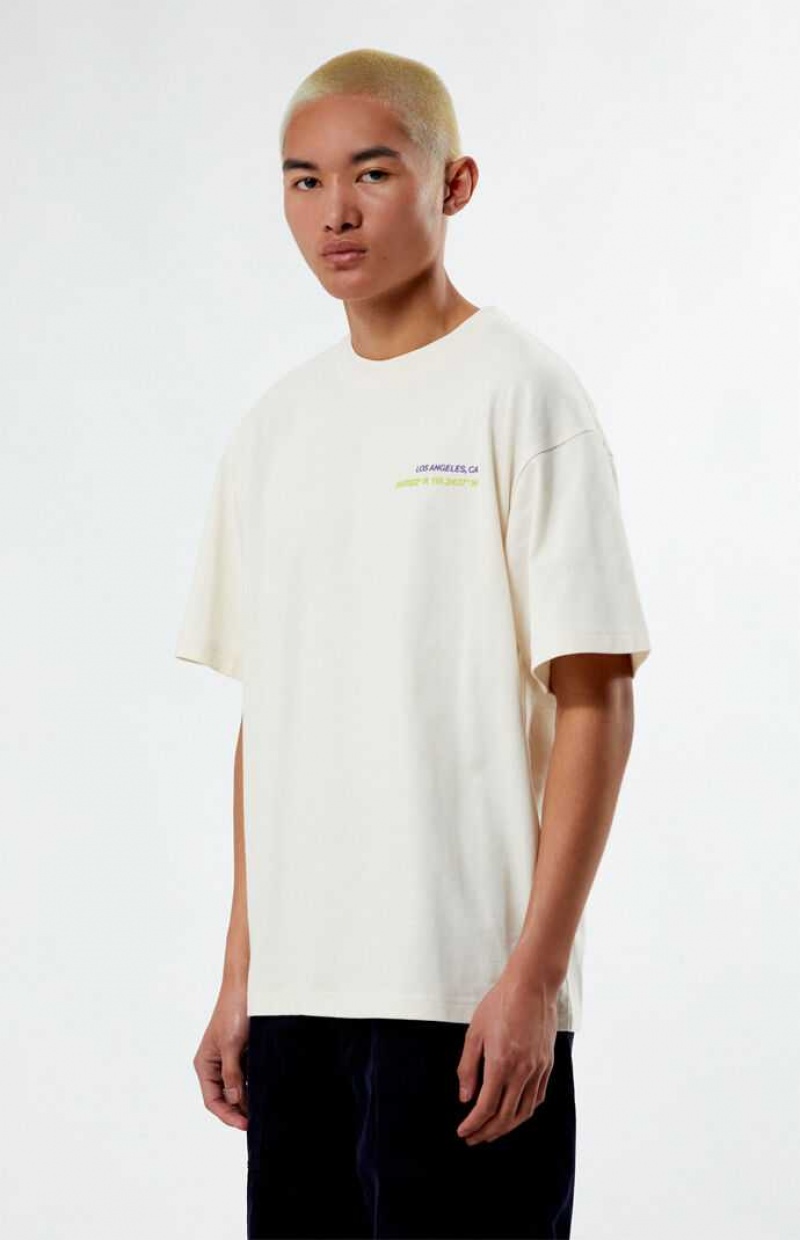 T-shirt PacSun Time & Place Oversized Hombre Blancas | IRLBN1937