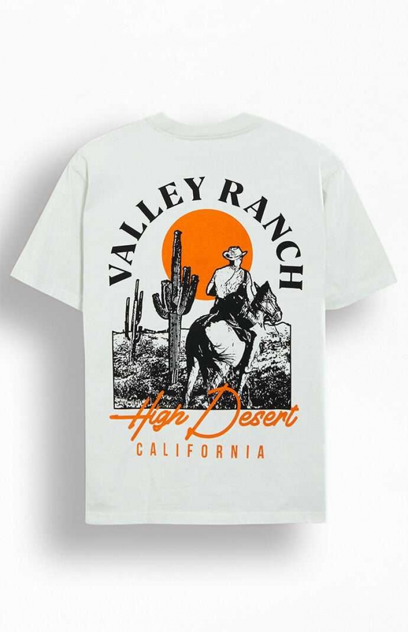 T-shirt PacSun Valley Ranch Oversized Hombre Creme | DXSOV9758