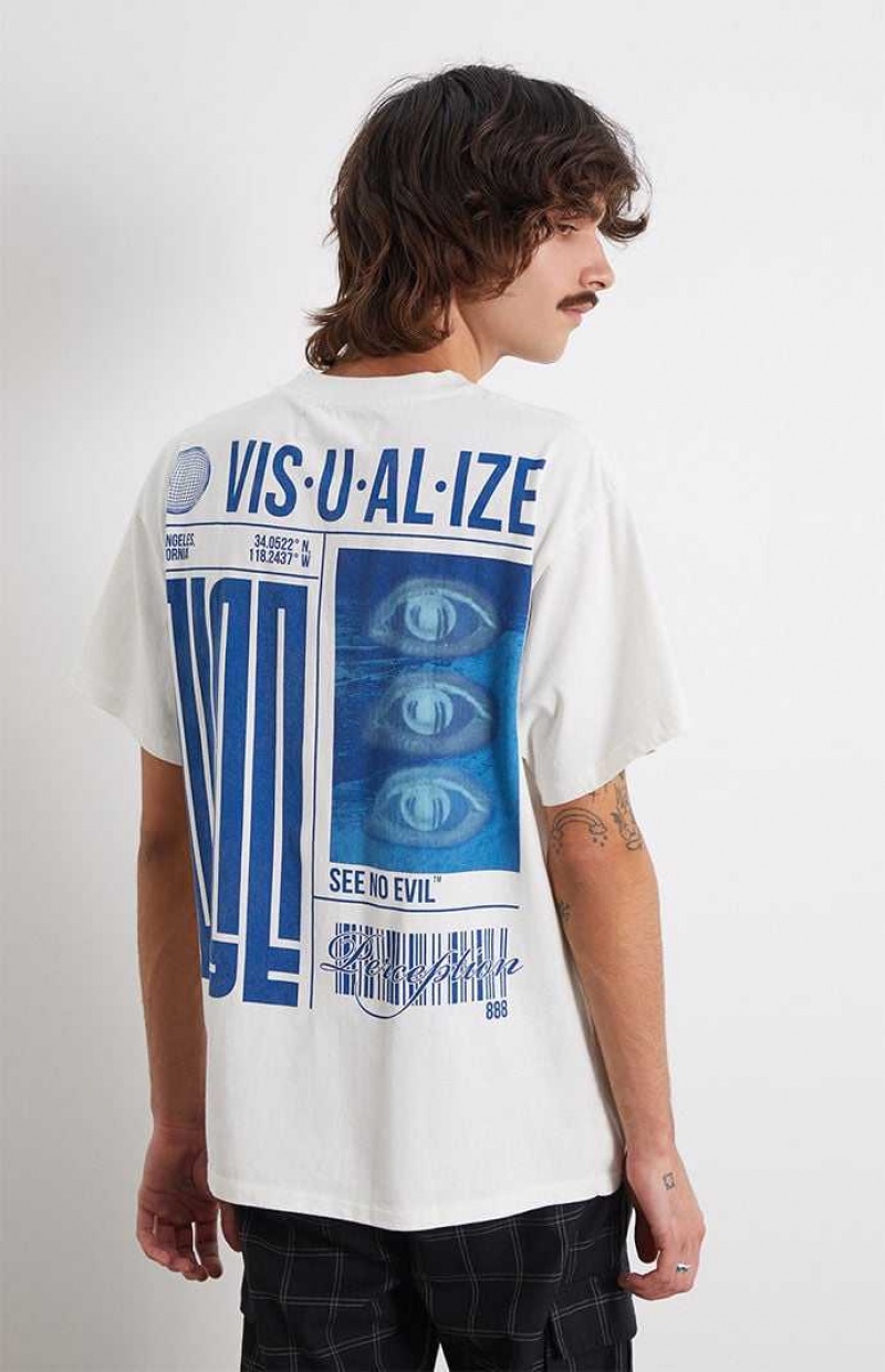 T-shirt PacSun Visualize Oversized Hombre Blancas | FXHMY9653