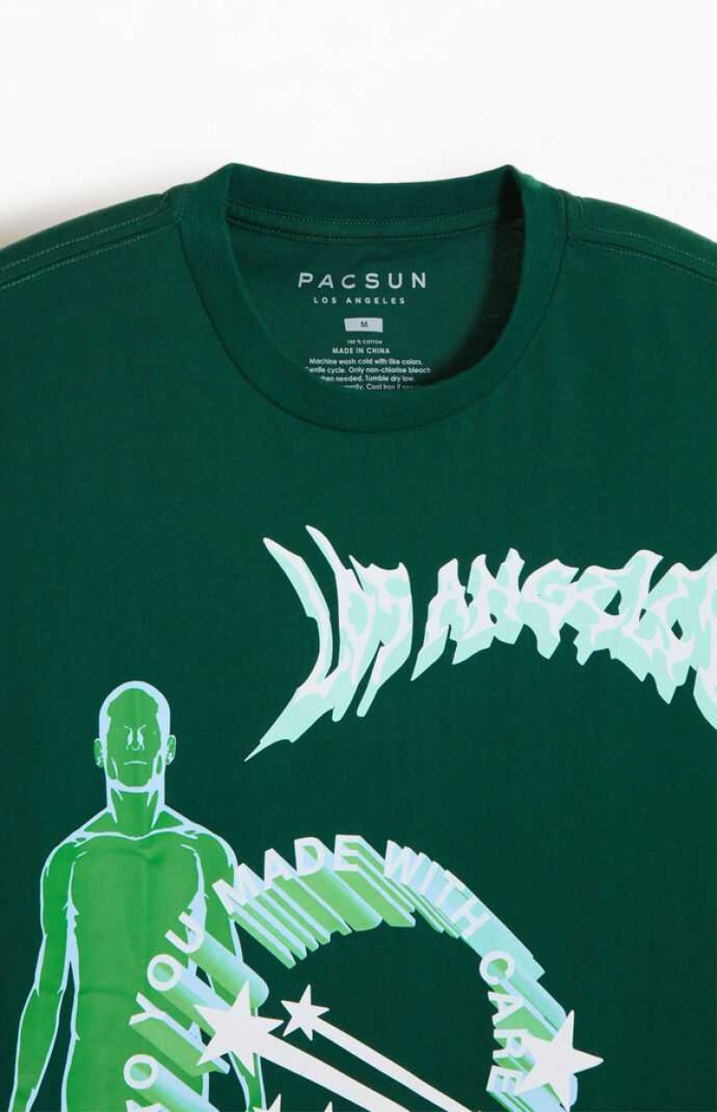 T-shirt PacSun With Care Oversized Hombre Verde | LCMIE5483