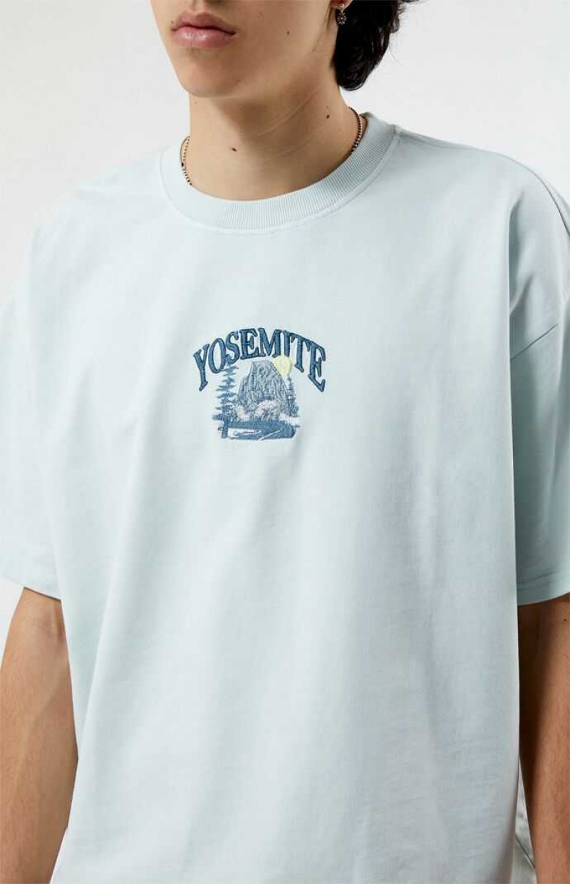 T-shirt PacSun Yosemite Oversized Terry Hombre Azules | HOMIL5304