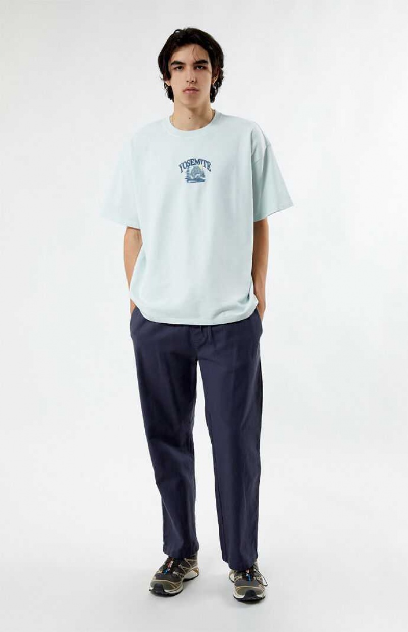 T-shirt PacSun Yosemite Oversized Terry Hombre Azules | HOMIL5304