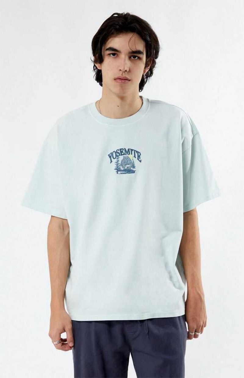 T-shirt PacSun Yosemite Oversized Terry Hombre Azules | HOMIL5304